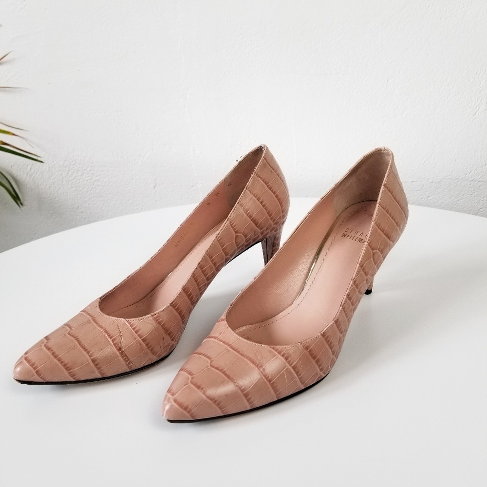 Stuart Weitzman Pink Snake Skin Heels Stilletto